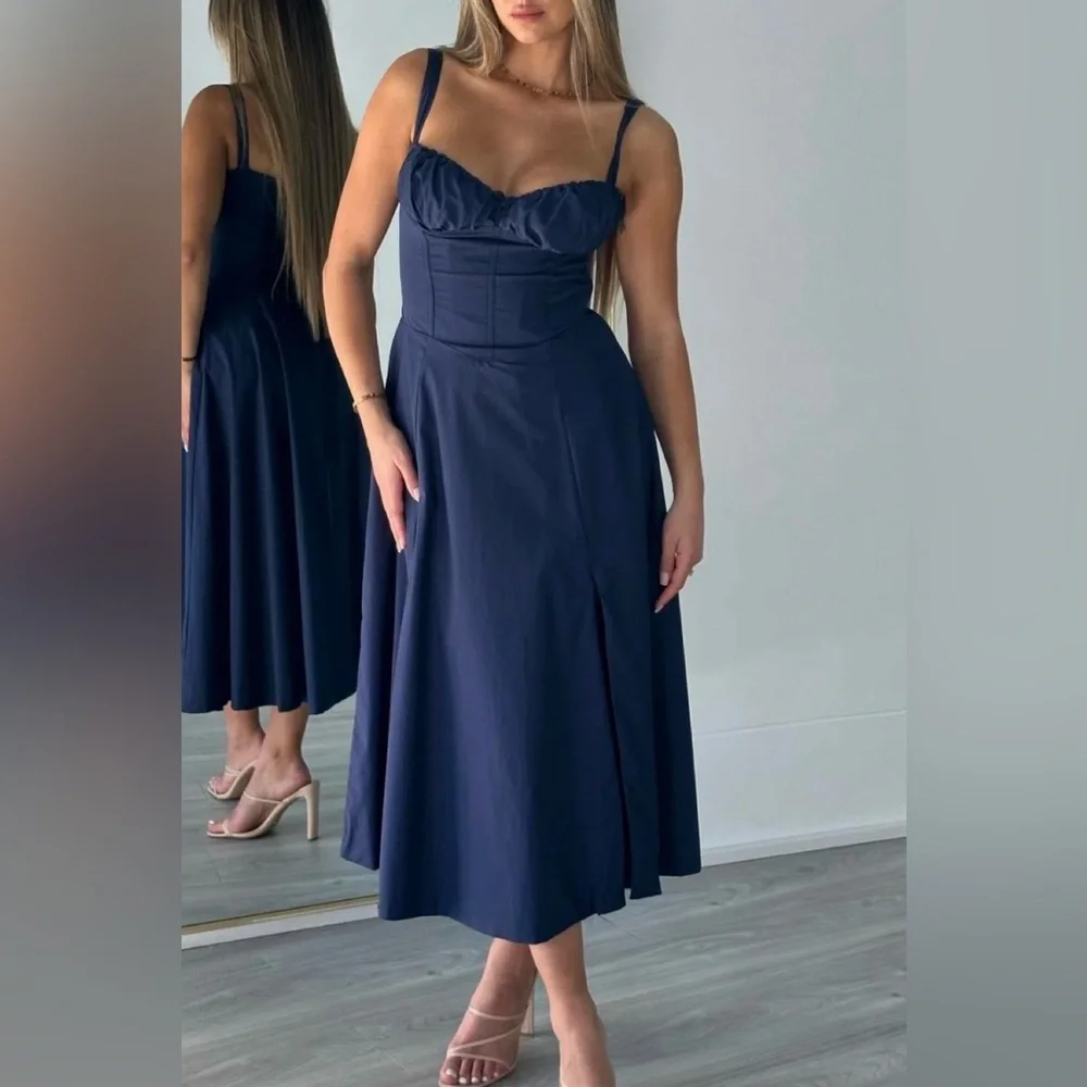 house of cb carmen dress blue 'Carmen' French Navy Bustier Sundress